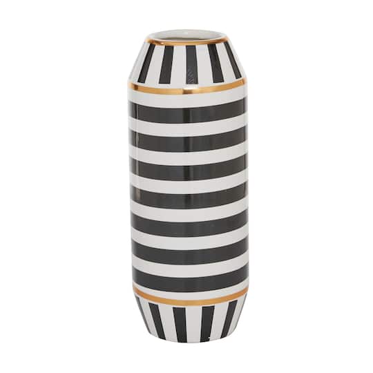 Black Ceramic Modern Vase, 13&#x22; x 5&#x22; x 5&#x22;